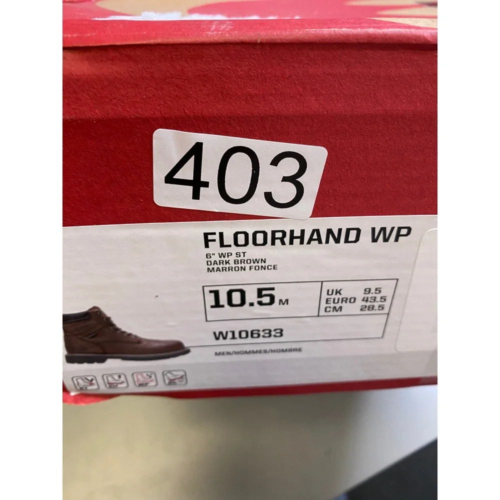 Wolverine Floorhand WP 6in Steel Toe Waterproof Work Boots Dark Brown  Mens